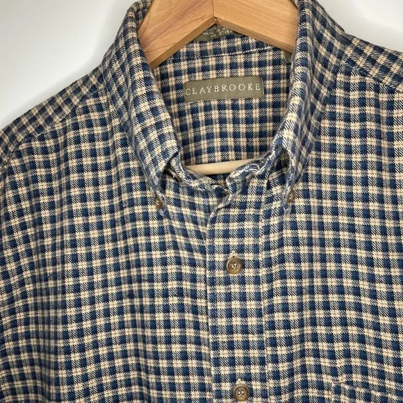 claybrooke dress shirts Claybrooke Wrinkle Resistant Beige Button-Down Shirt Men's 17 1/2 Long  Sleeve